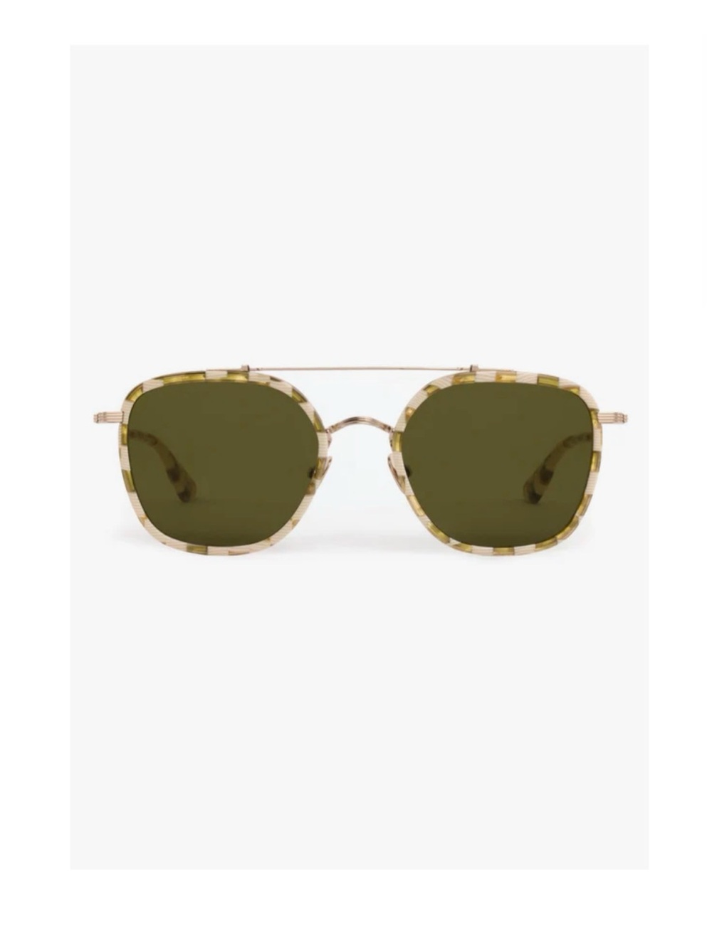 KREWE Striped Beige and Olive Lens Sunglasses